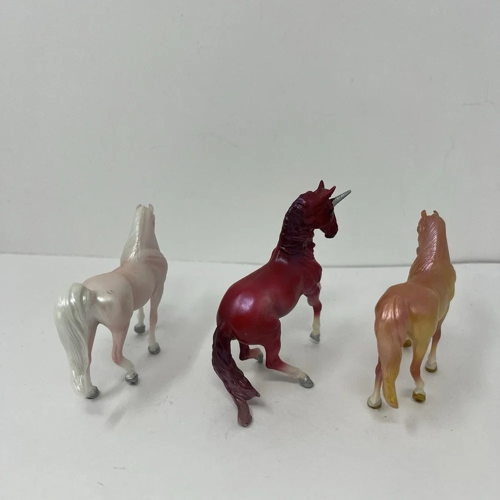 Breyer Reeves Unicorn Horse Crazy Surprise Red Gold White Girl Rider Figure set
